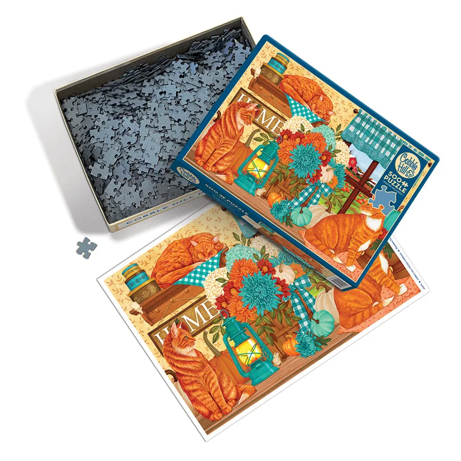 Cobble Hill Pumpkin Patch Cats puzzle 500 piese pisici