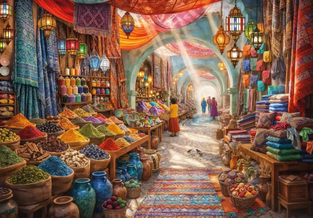 Mosaic Puzzles Passage to Marrakesh Market puzzle lemn 500 piese