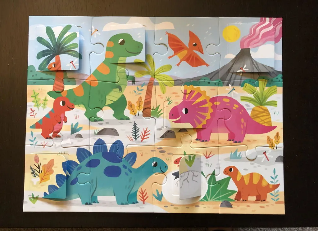 Mudpuppy Dino Park puzzle 12 piese cu clapete
