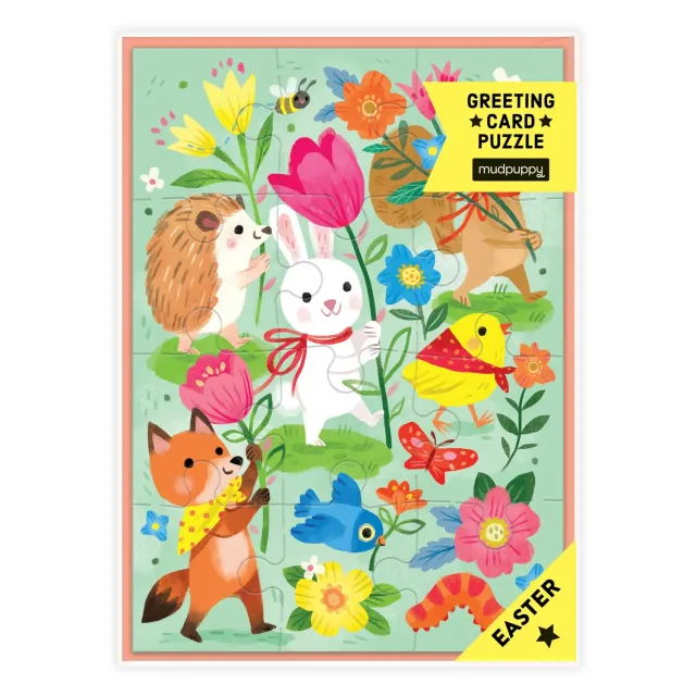 Mudpuppy Hoppy Easter puzzle felicitare 12 piese Paște