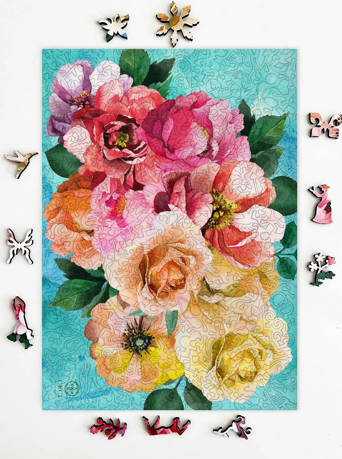Mosaic Puzzles Rainbow Bouquet puzzle lemn 1000 piese buchet