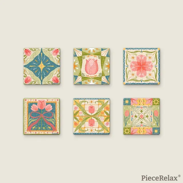PieceRelax Tulip Tile D1601 magneti puzzle 6 buc