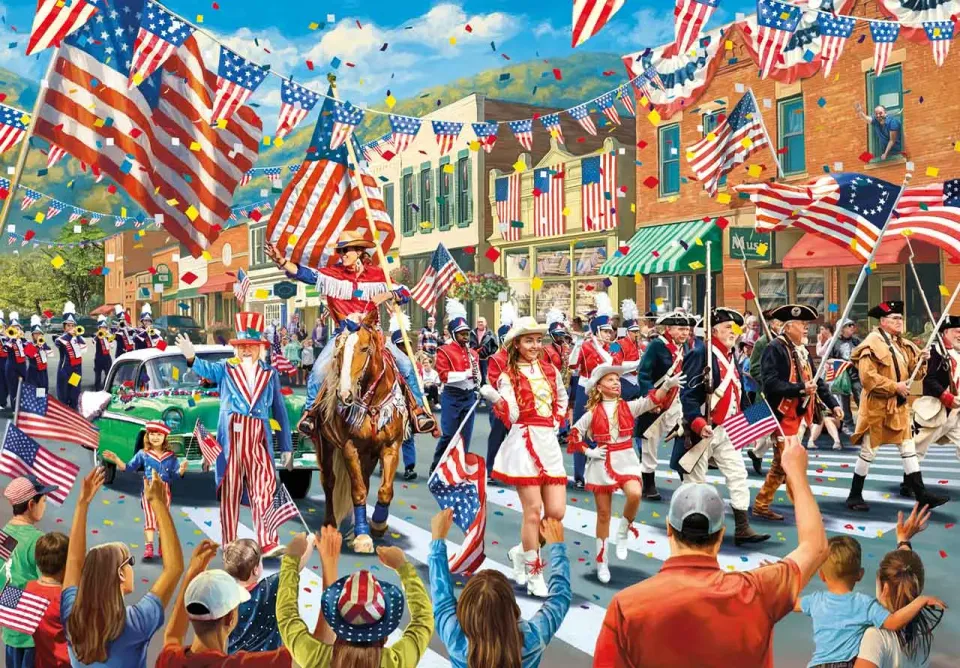 Mosaic Puzzles The Red, White, and Blue Parade puzzle lemn 500 piese