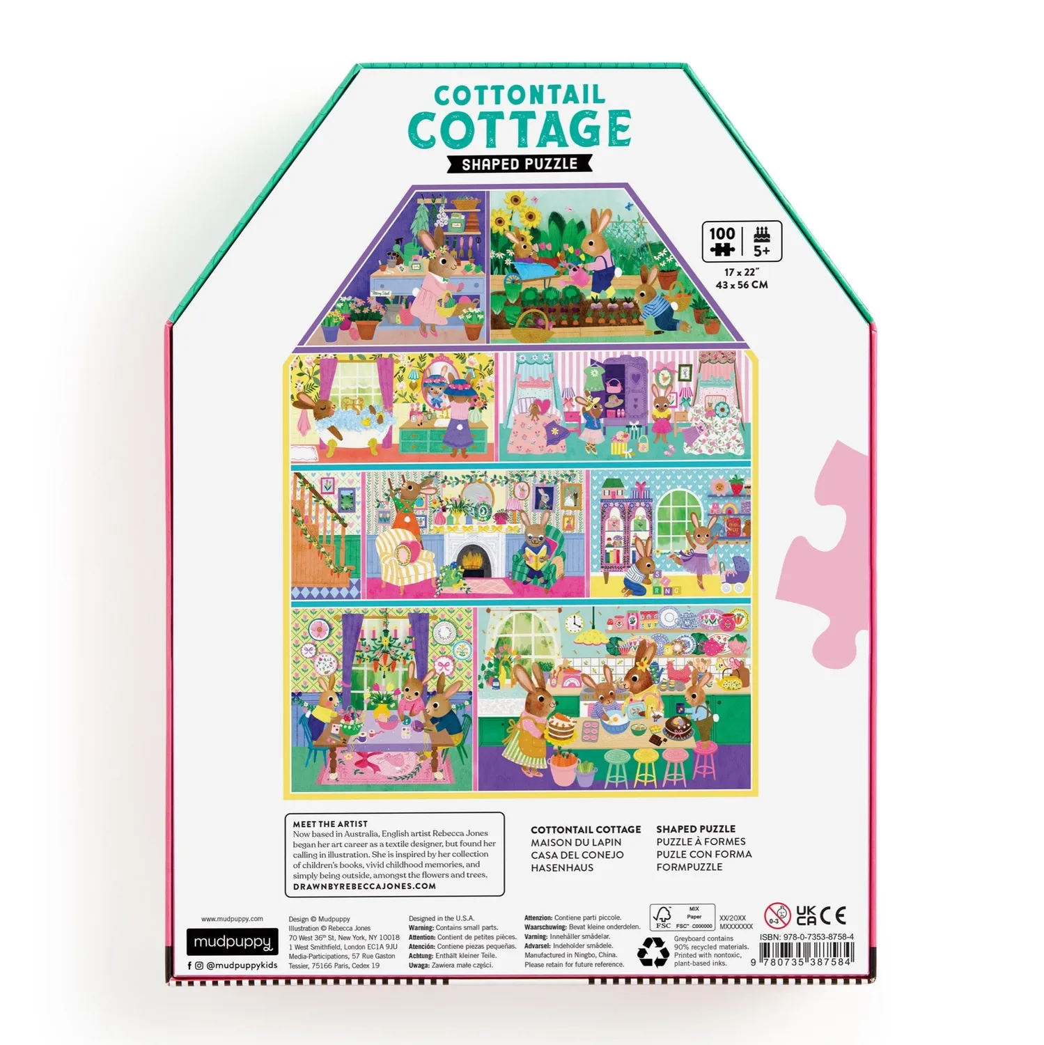 Mudpuppy Cottontail Cottage puzzle casă 100 piese 43x56 cm