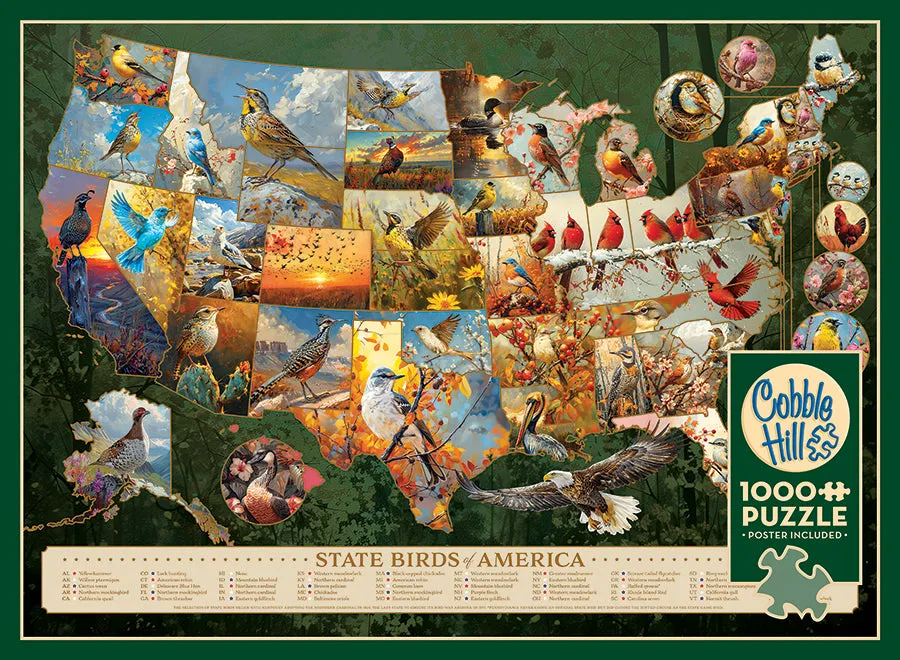Cobble Hill State Birds puzzle 1000 piese hartă păsări
