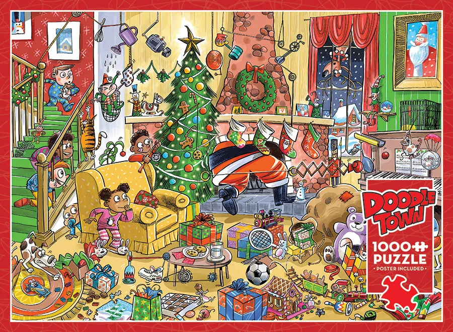 Cobble Hill DoodleTown Catching Santa puzzle 1000 Craciun