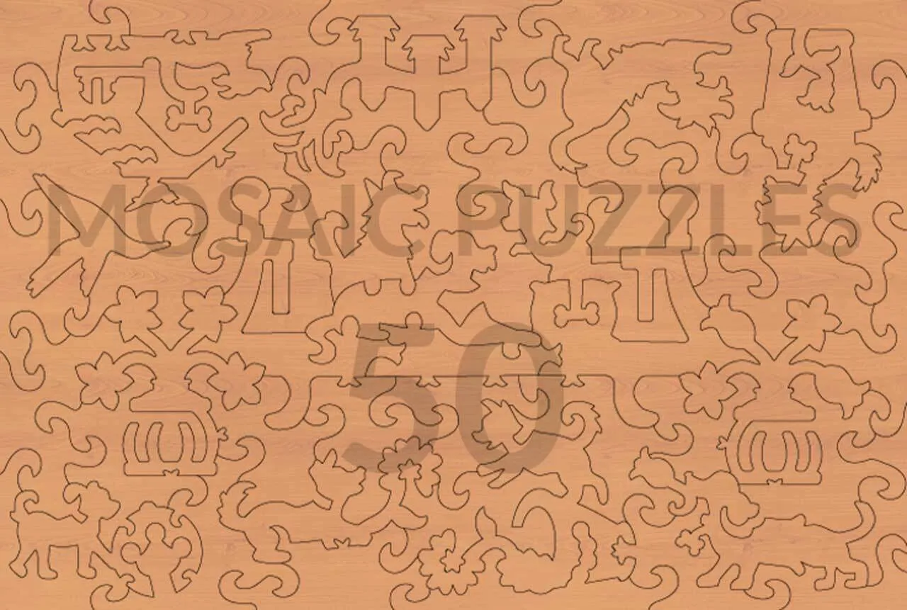 Mosaic Puzzles Joyful Paws puzzle lemn 50 piese copii căței