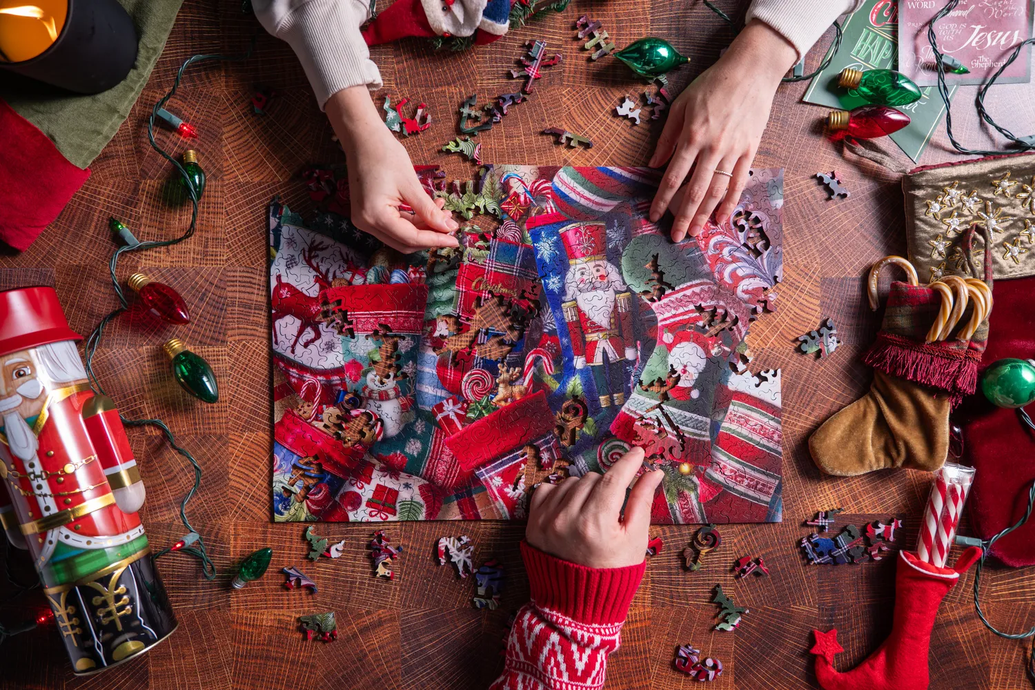 Mosaic Puzzles Santa Stocking puzzle lemn 250 piese Craciun