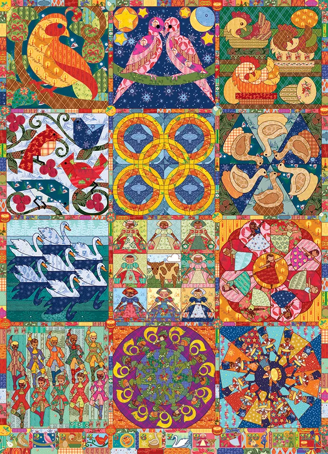 Cobble Hill Twelve Days Christmas puzzle 1000 piese quilt