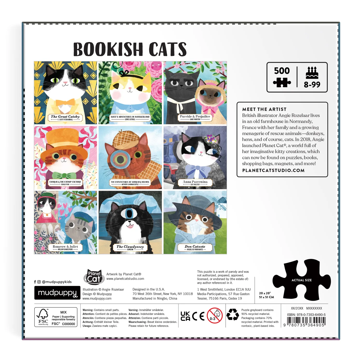 Mudpuppy Bookish Cats puzzle 500 piese pisici