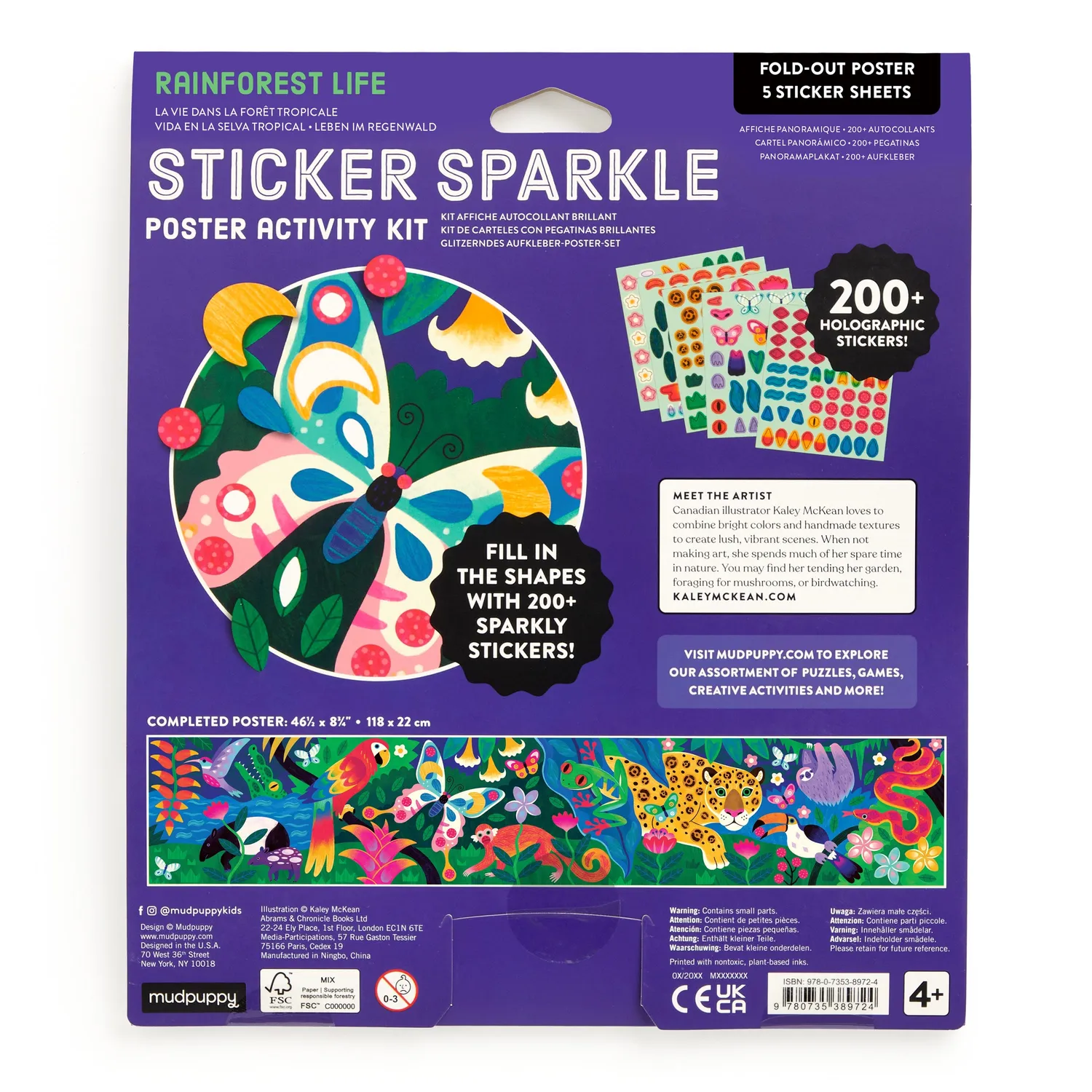 Mudpuppy Rainforest Life poster stickere 200+ jungla