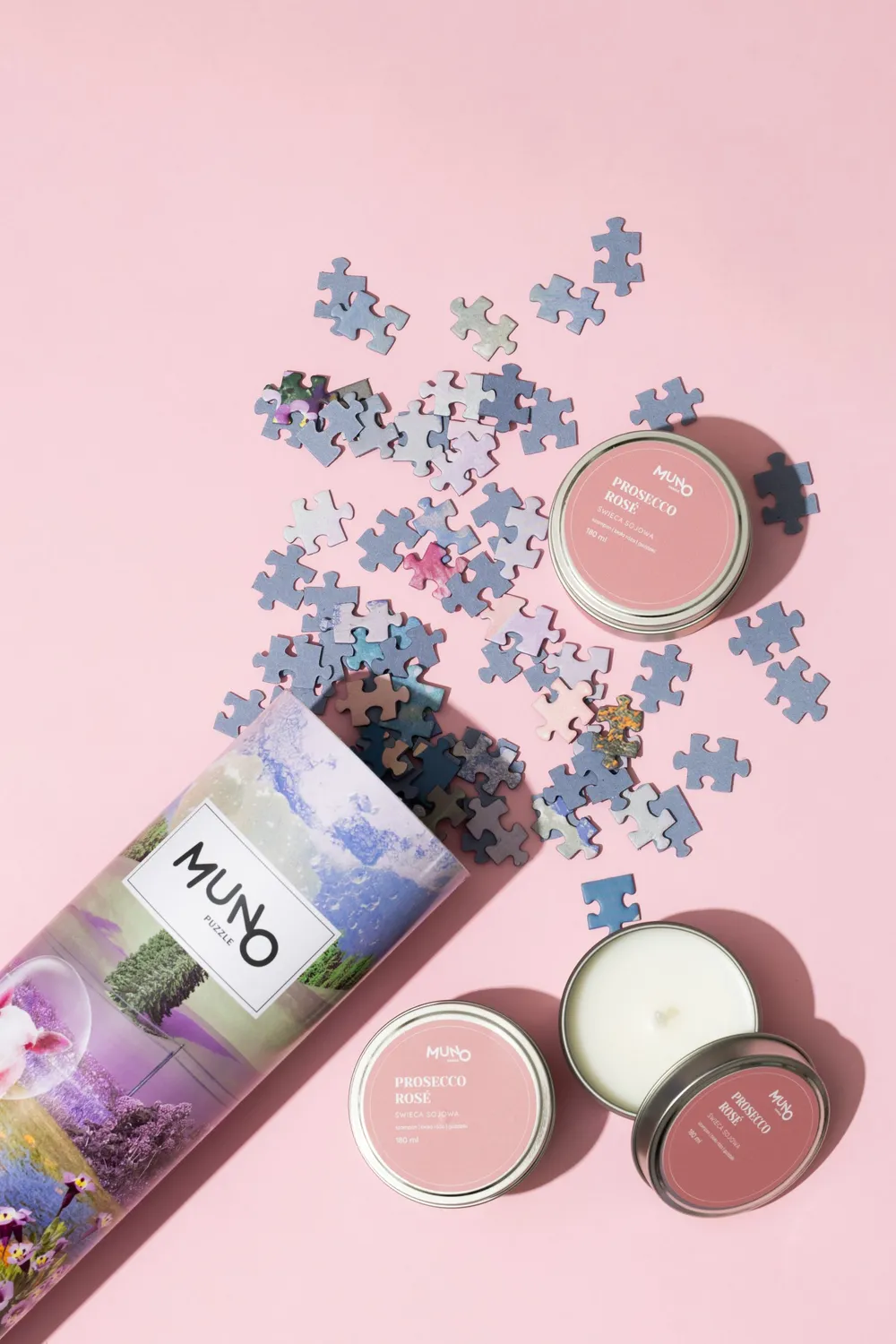 Muno Puzzle MunoCandle Prosecco Rose lumanare soia 180ml