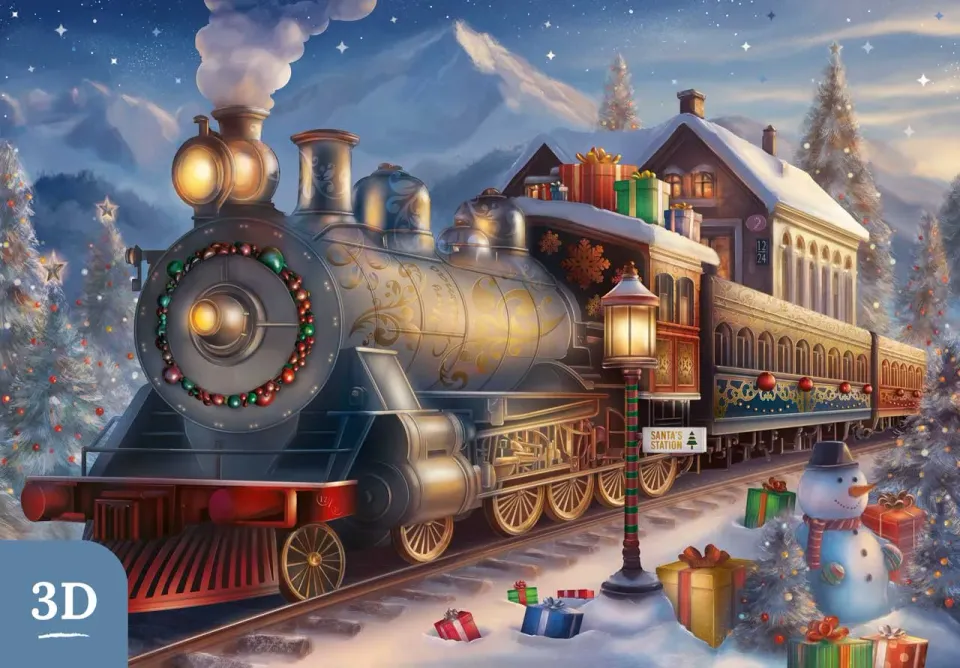 Mosaic Puzzles Heritage 3D Christmastime at Santa's Station puzzle 500 piese