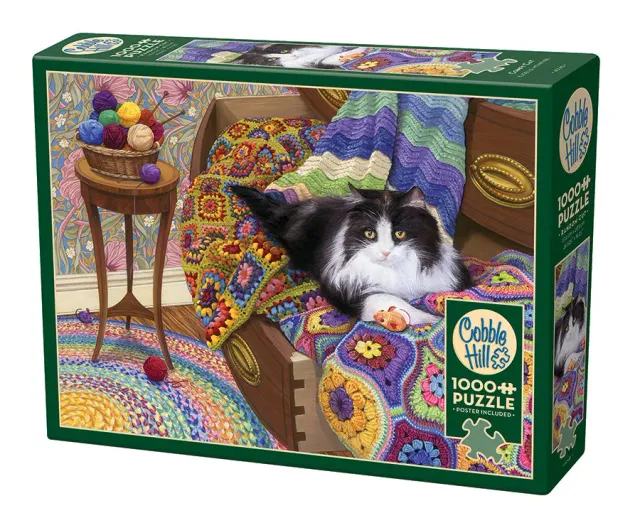 Cobble Hill Comfy Cat puzzle 1000 piese pisică