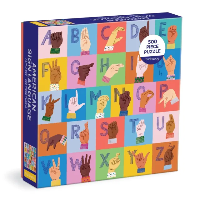 Mudpuppy American Sign Language Alphabet puzzle 500 piese educativ