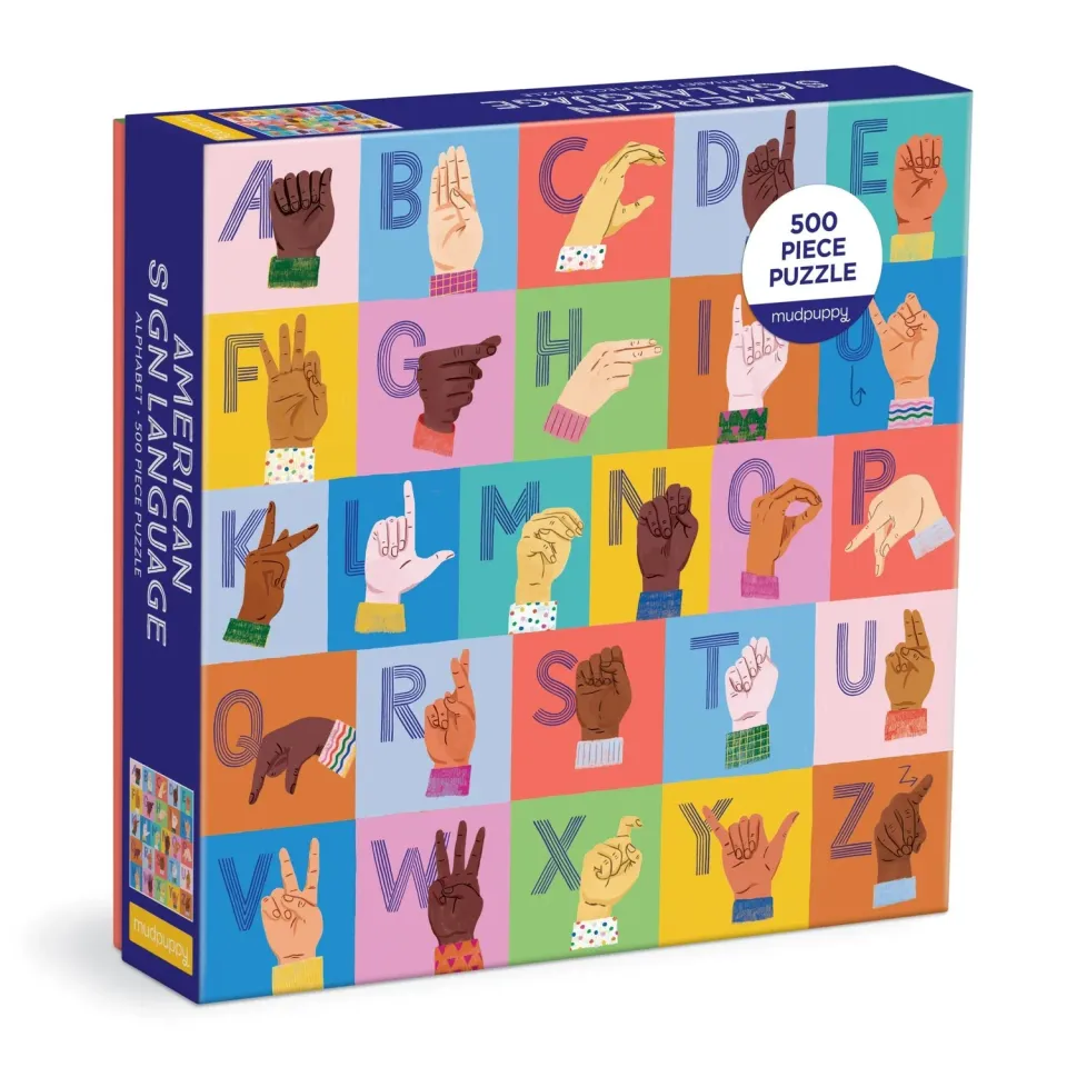 Mudpuppy American Sign Language Alphabet puzzle 500 piese educativ