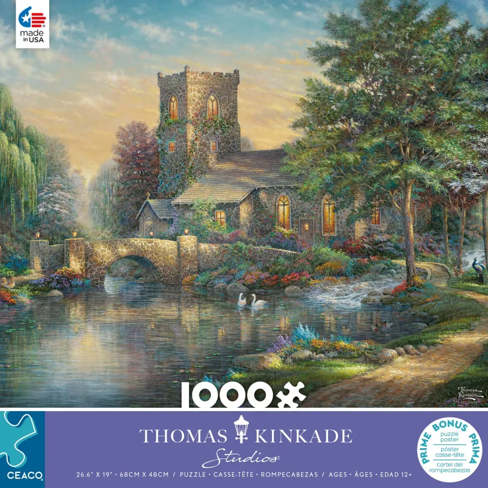 Ceaco Thomas Kinkade Willow Wood Chapel puzzle 1000 piese capela