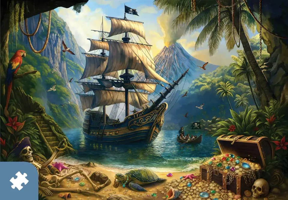 Mosaic Puzzles The Curse of Skull Island puzzle carton 500 piese pirati