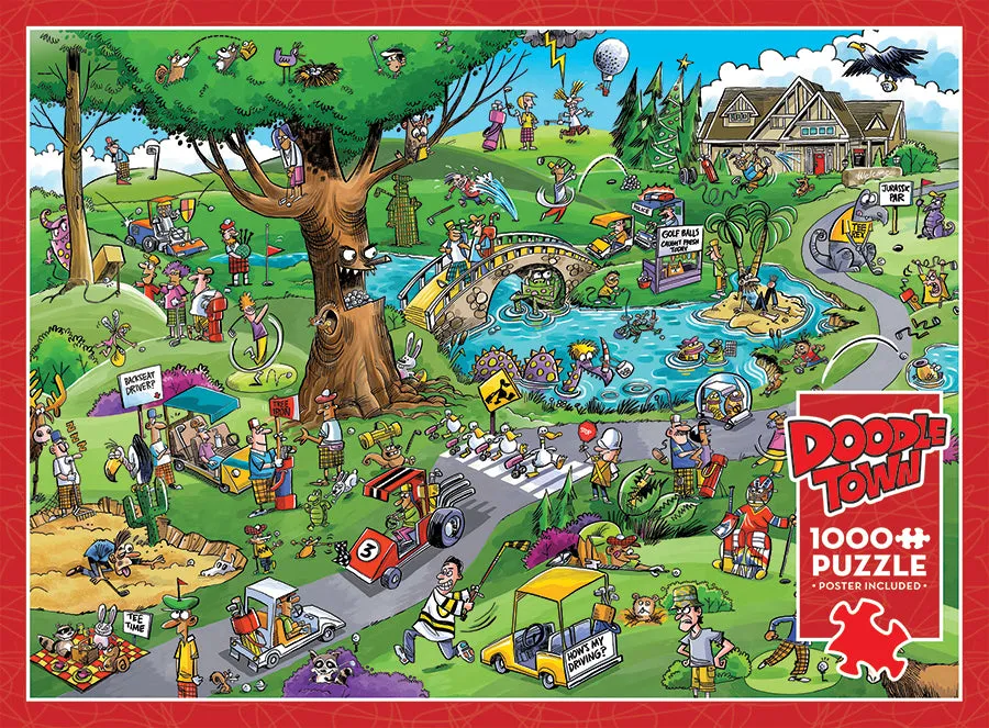 Cobble Hill DoodleTown Par for the Course puzzle 1000 golf