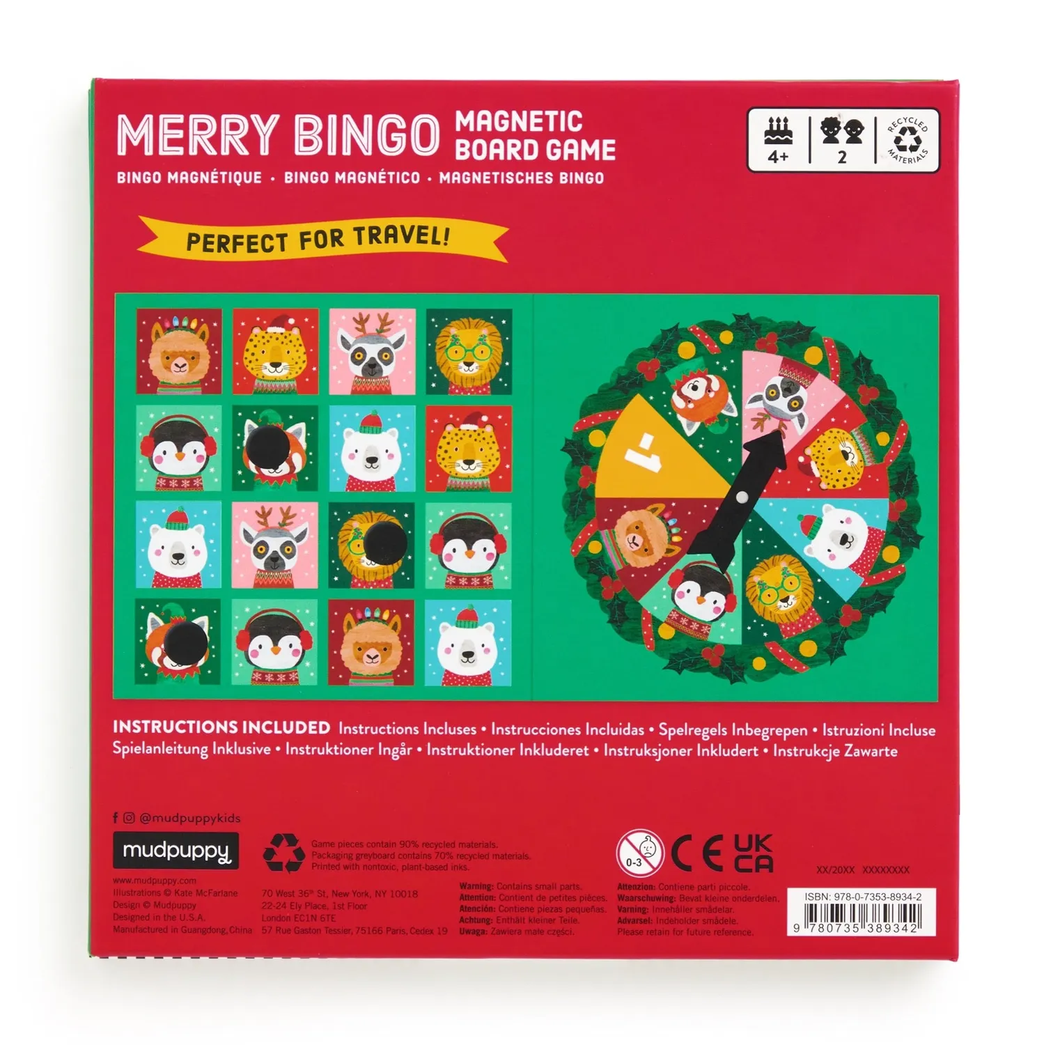 Mudpuppy Merry Bingo joc bingo magnetic 2 jucători