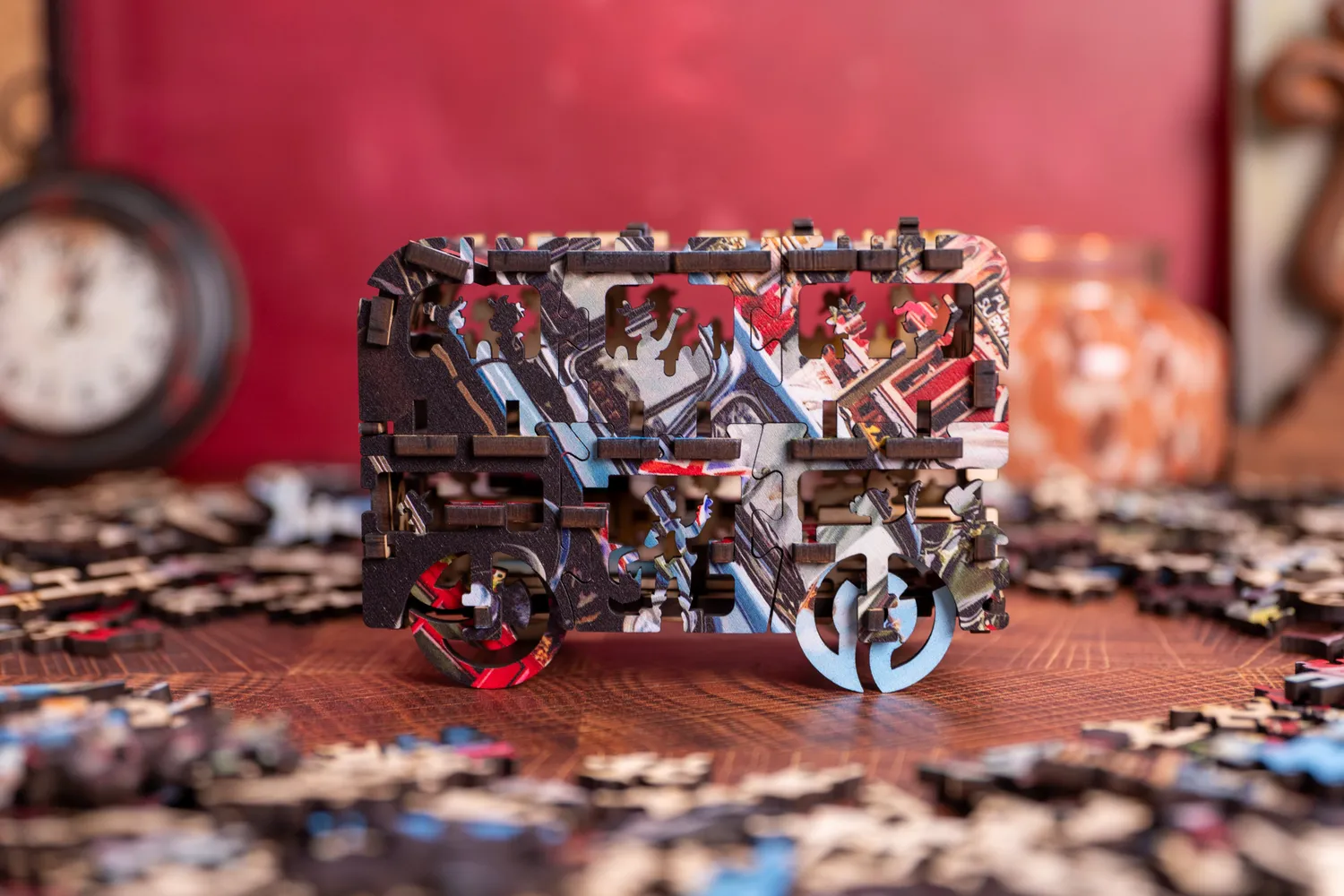 Mosaic Puzzles Touring London Town puzzle lemn 1000 piese 3D bus