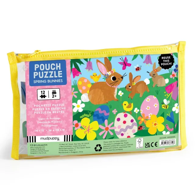 Mudpuppy Spring Bunnies puzzle husă 12 piese 2+ ani