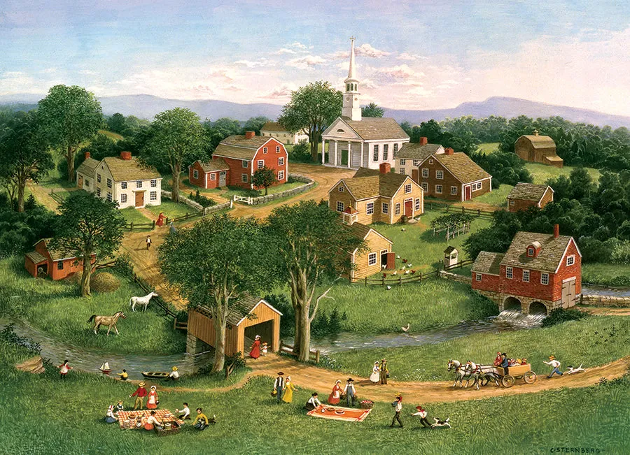 Cobble Hill Picnic by the Bridge puzzle 1000 piese rural