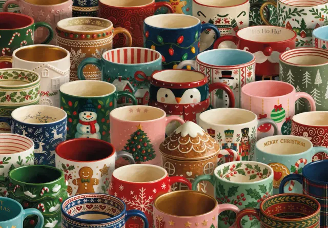 Mosaic Puzzles Mug-nificent Christmas puzzle lemn 50 piese craciun