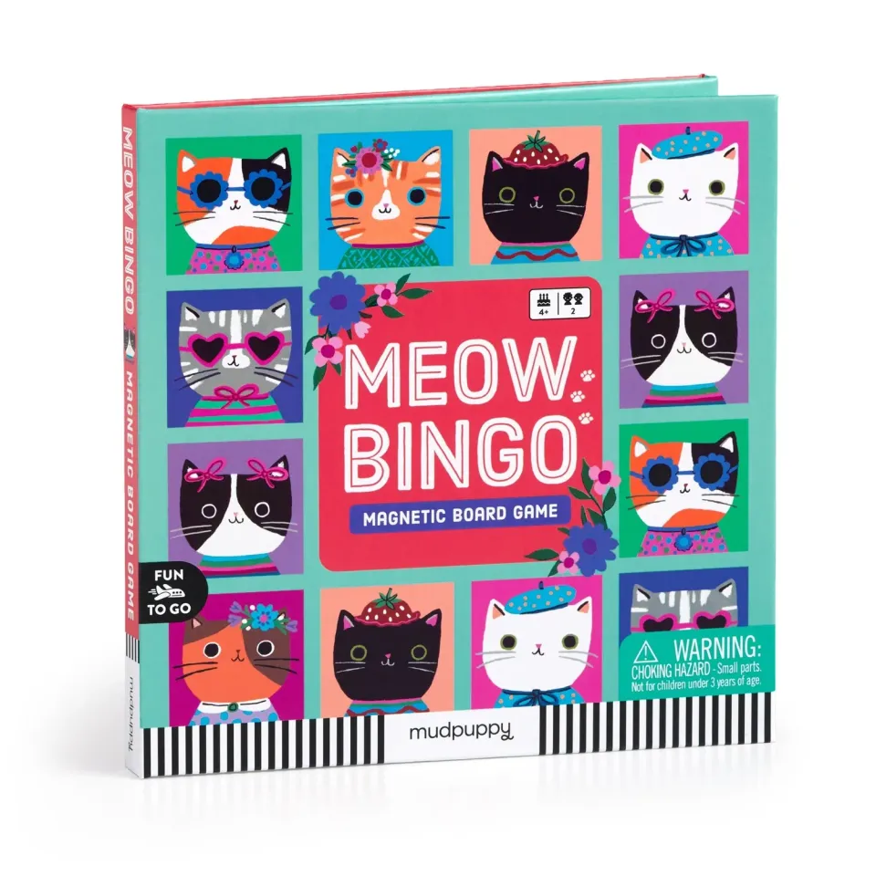 Mudpuppy Meow Bingo joc magnetic de calatorie 2 jucatori