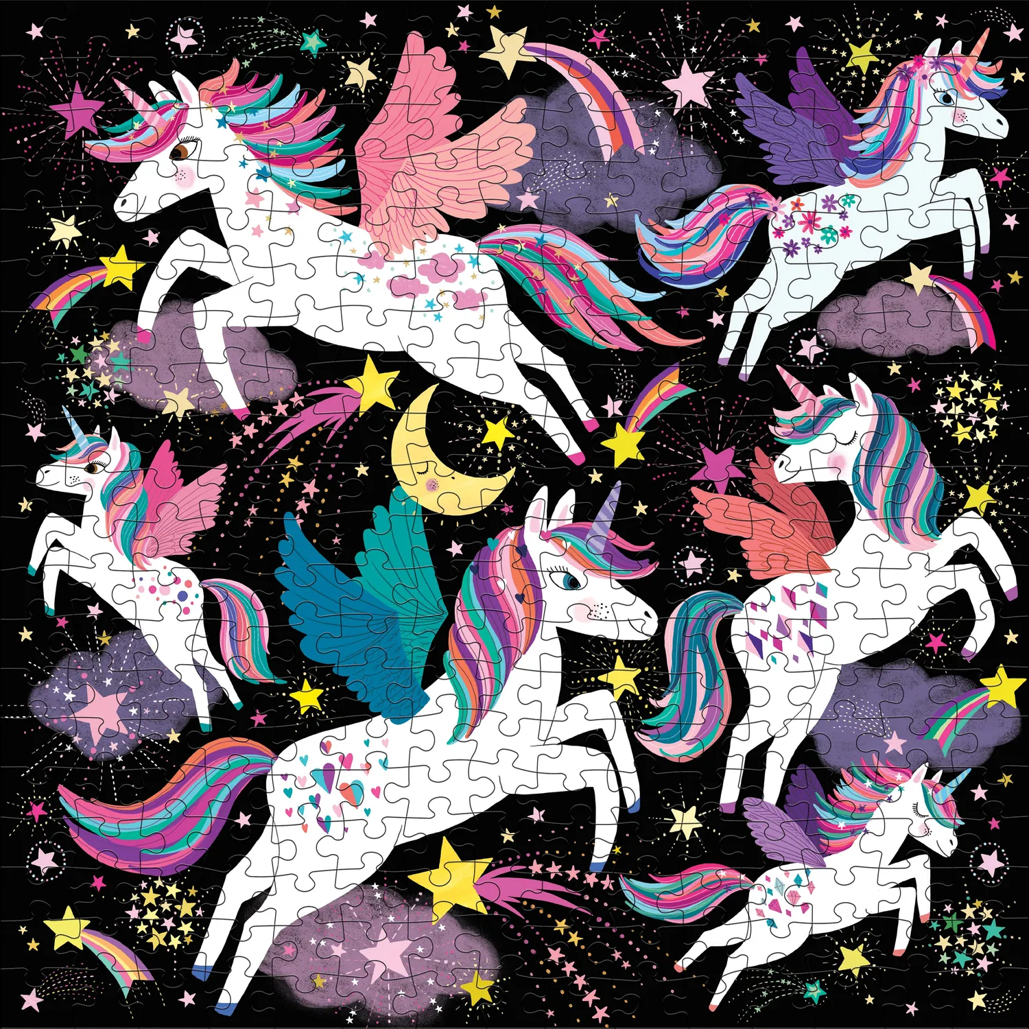 Mudpuppy Unicorns Illuminated puzzle fosforescent 300 piese