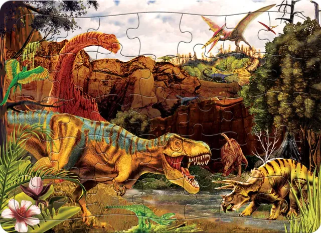 Cobble Hill Dino Story puzzle tavă 35 piese dinozauri