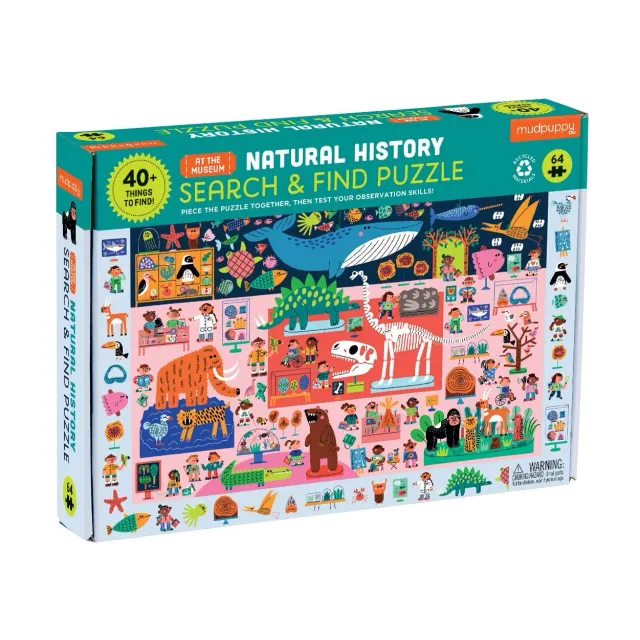 Mudpuppy Natural History Museum puzzle caută 64 piese