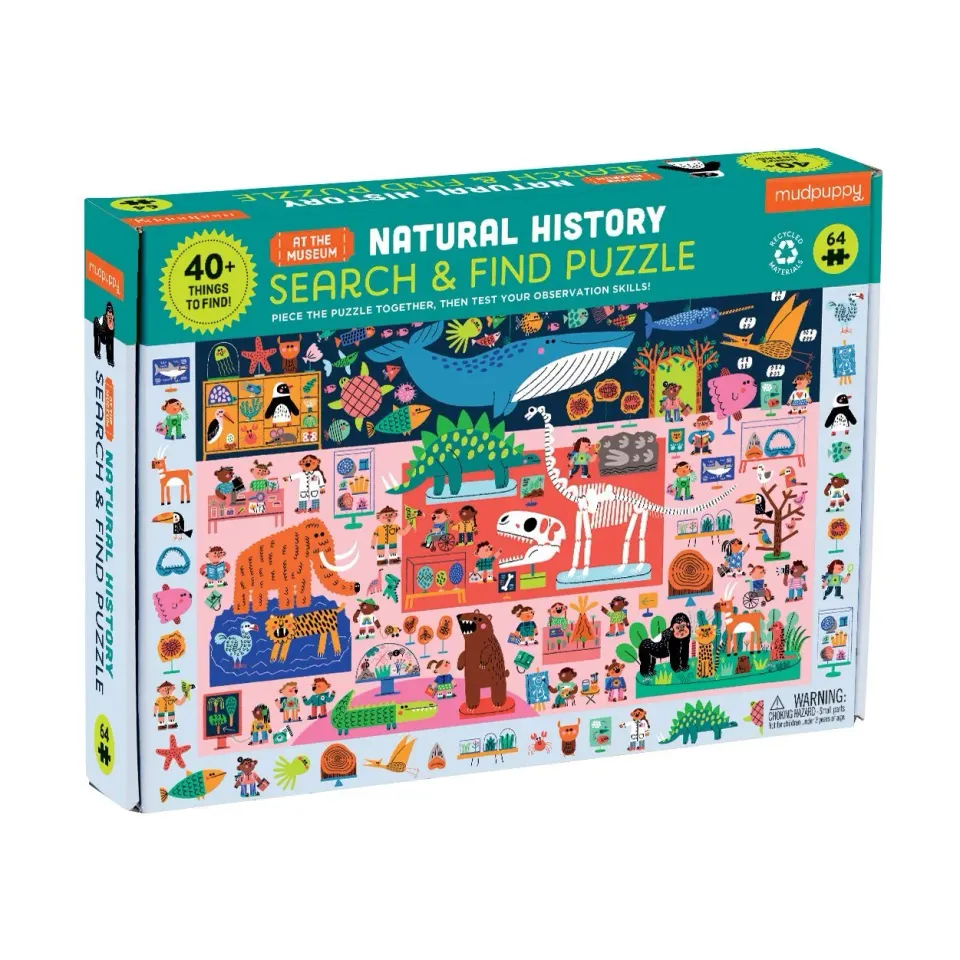Mudpuppy Natural History Museum puzzle caută 64 piese