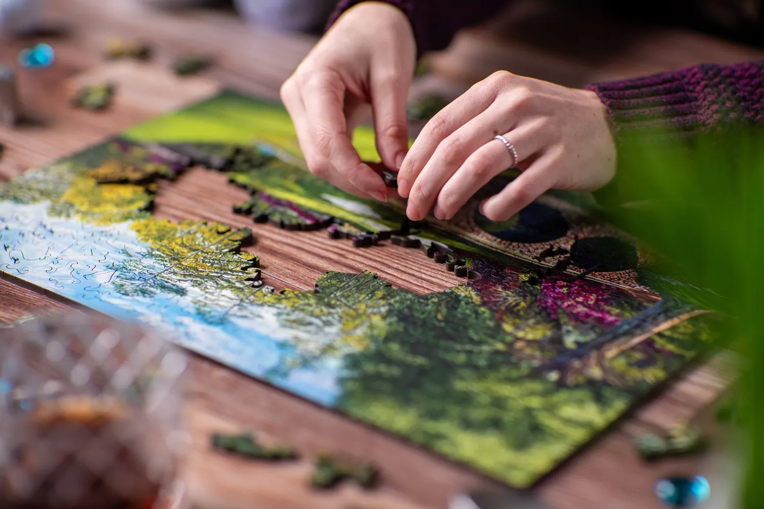 Mosaic Puzzles Serenity on the Green puzzle lemn 1000 piese gradina