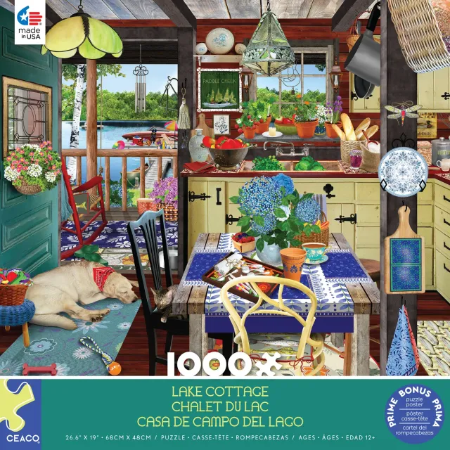 Puzzle Ceaco Lake Cottage 1000 piese interior cabană