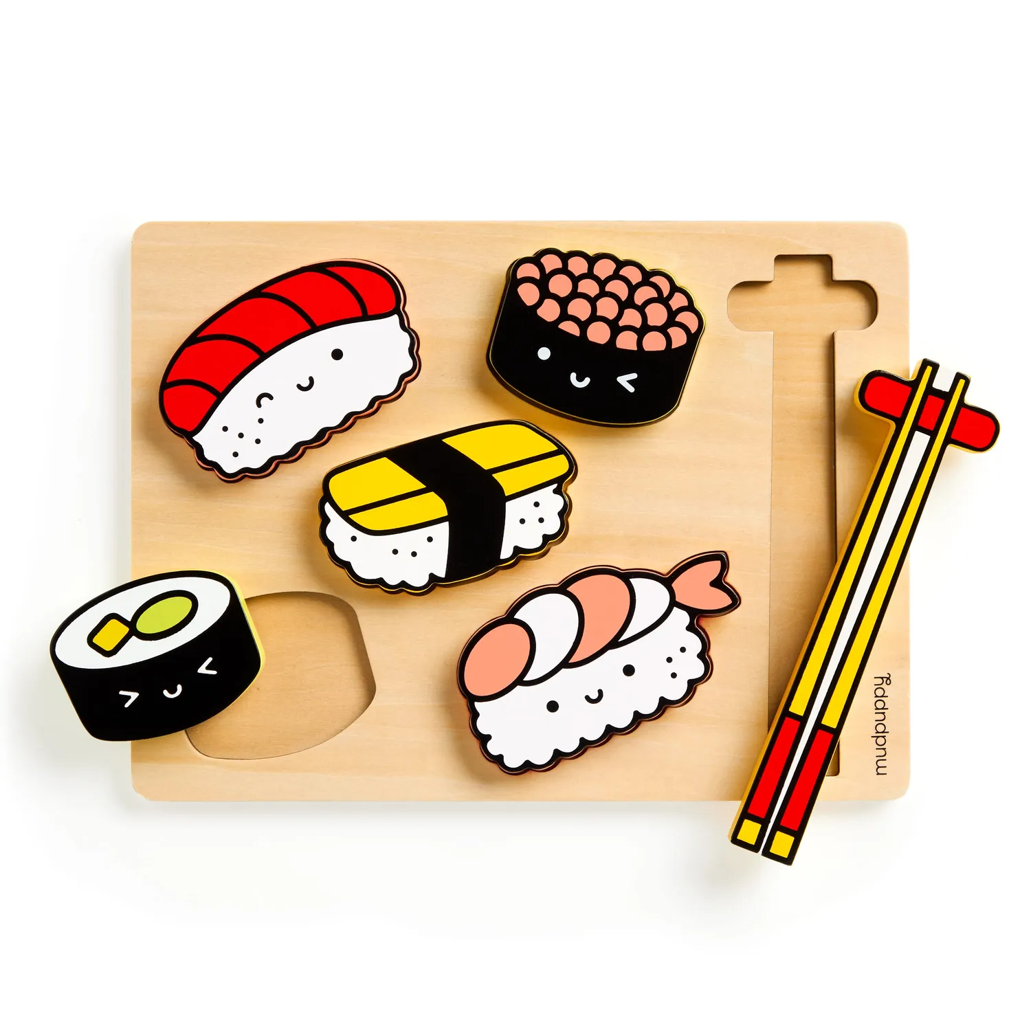 Mudpuppy Sushi Friends puzzle lemn 8 piese tava