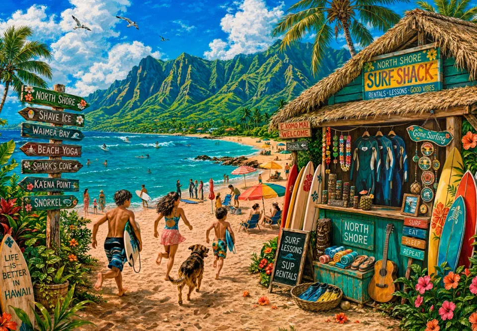 Mosaic Puzzles The Surf Shack puzzle 50 piese copii plaja