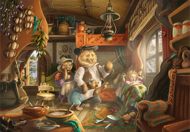 Mosaic Puzzles Goldilocks puzzle lemn 50 piese copii ursi
