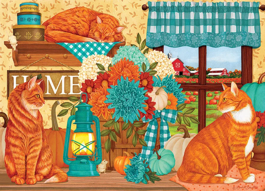 Cobble Hill Pumpkin Patch Cats puzzle 500 piese pisici