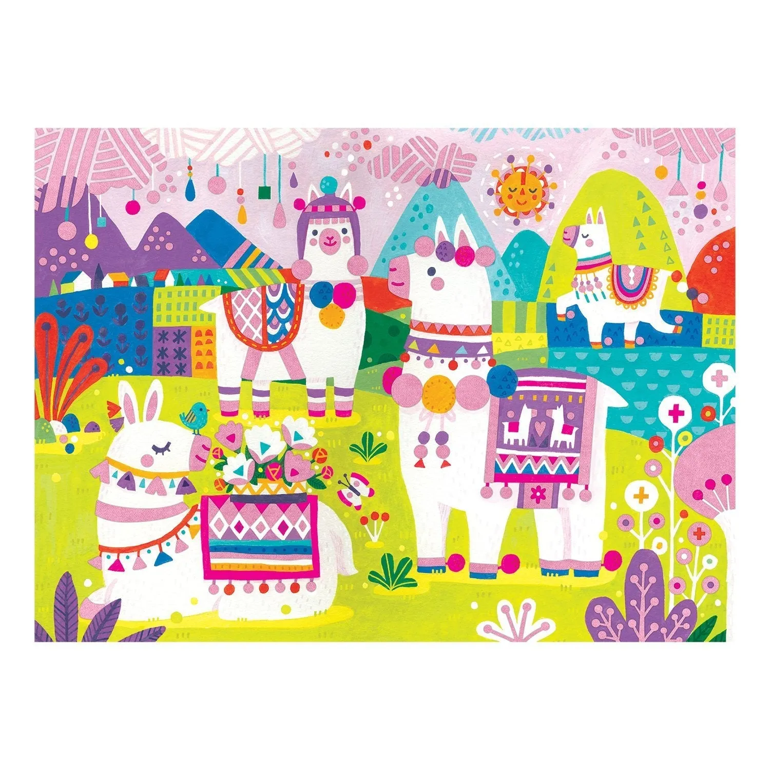 Mudpuppy Llama Land Fuzzy puzzle 42 piese tactile lame