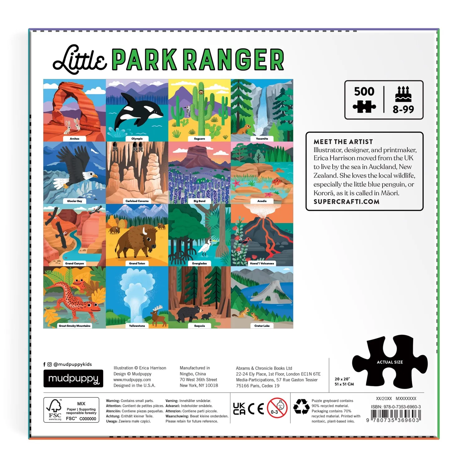 Mudpuppy Little Park Ranger puzzle 500 piese parcuri