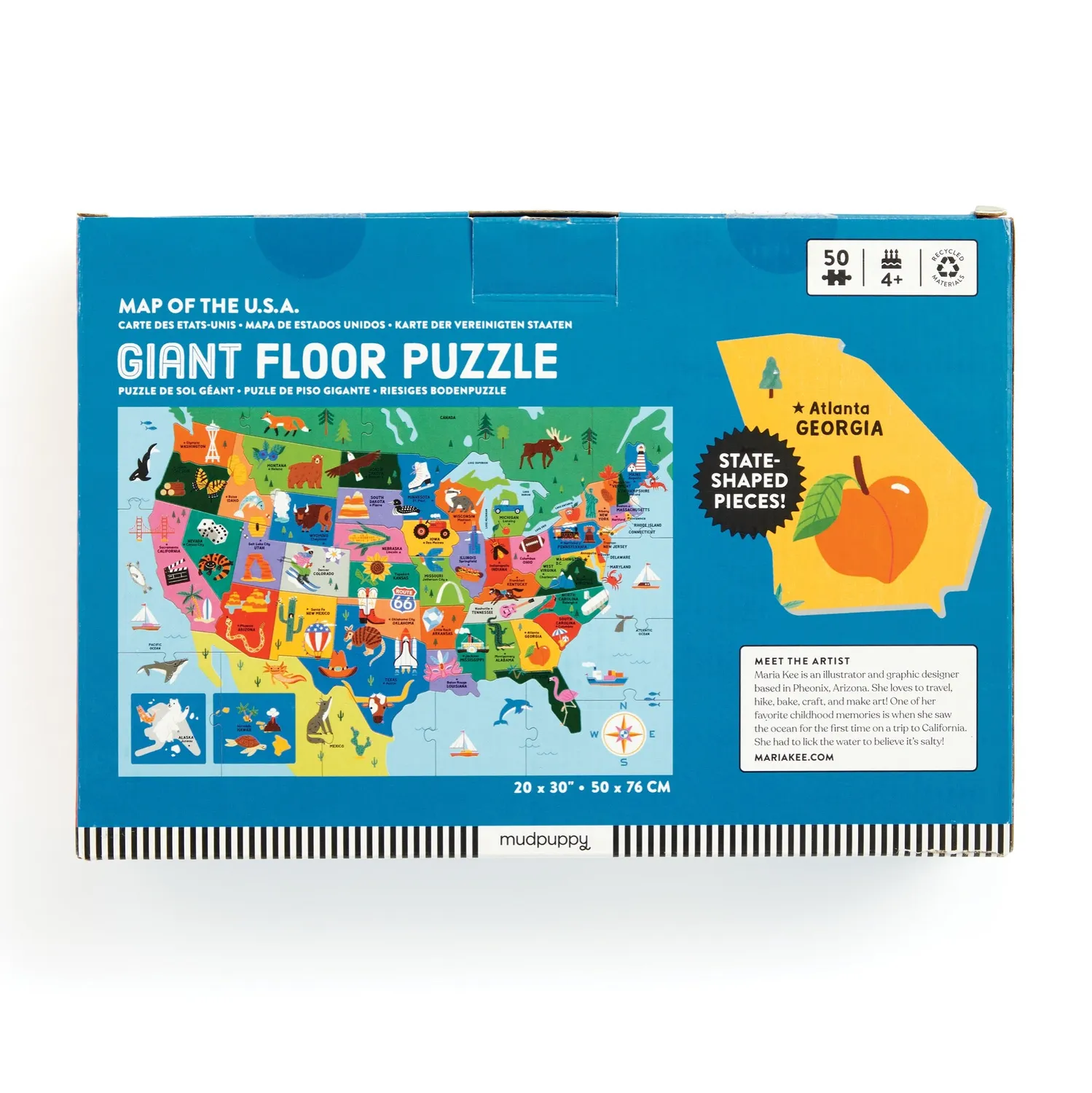 Mudpuppy Map of the U.S.A. puzzle podea 50 piese 51x76 cm