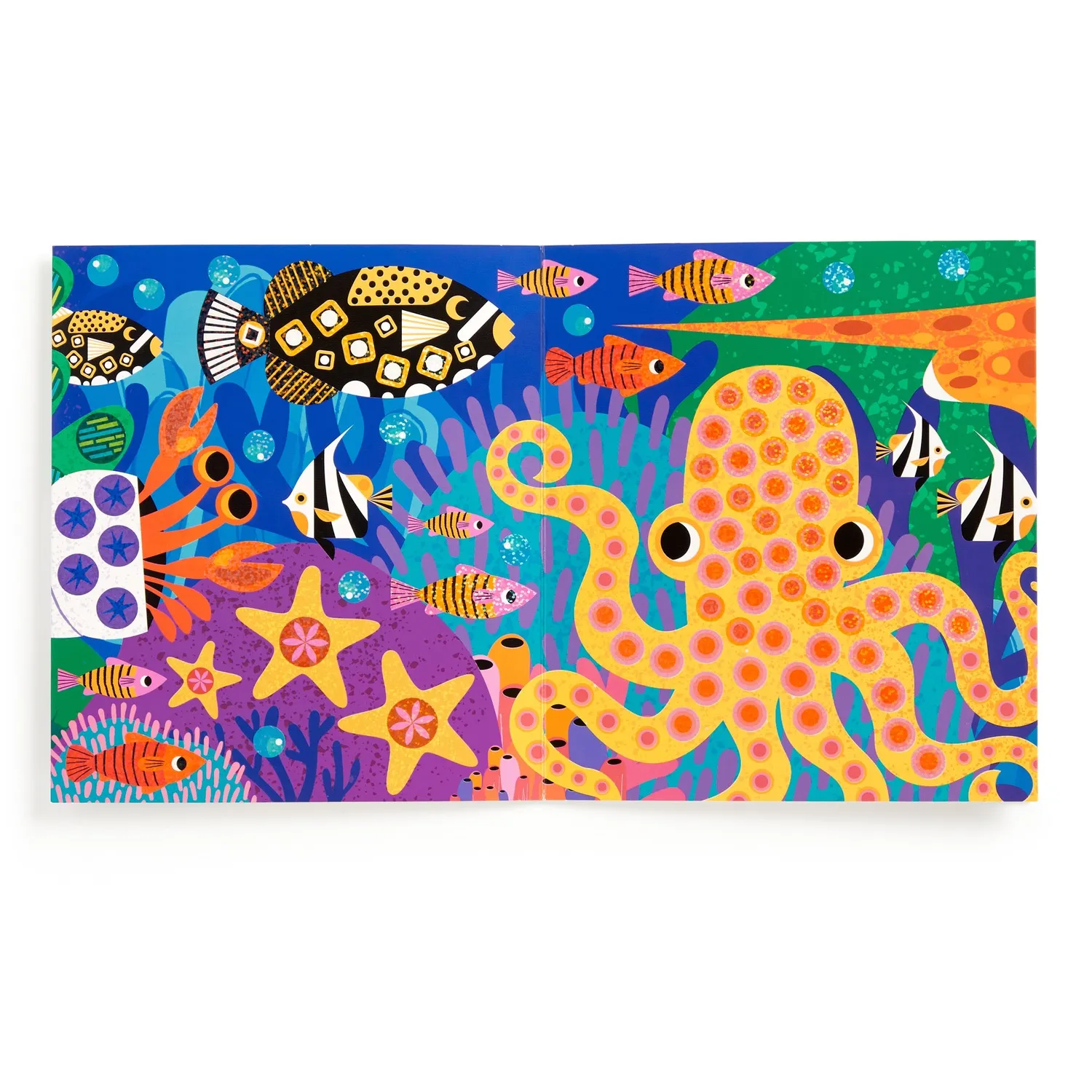 Mudpuppy Ocean Life poster cu stickere 200 sclipici