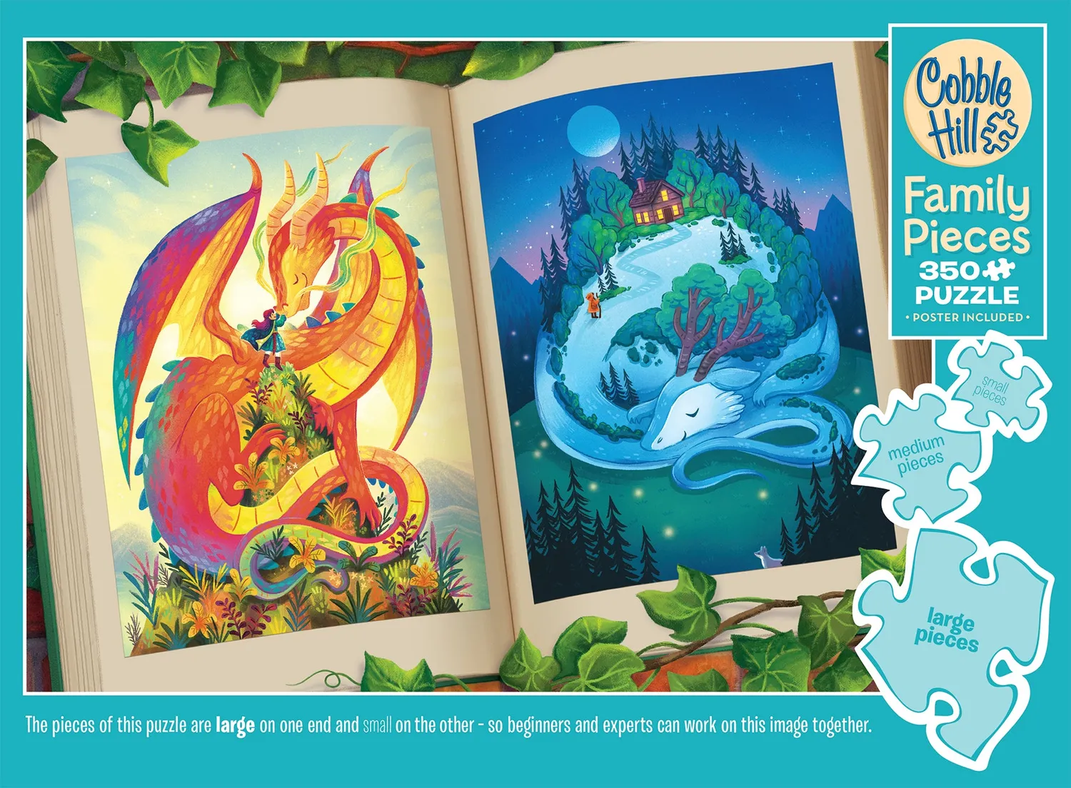 Cobble Hill Family Pieces Night Day puzzle 350 piese dragoni