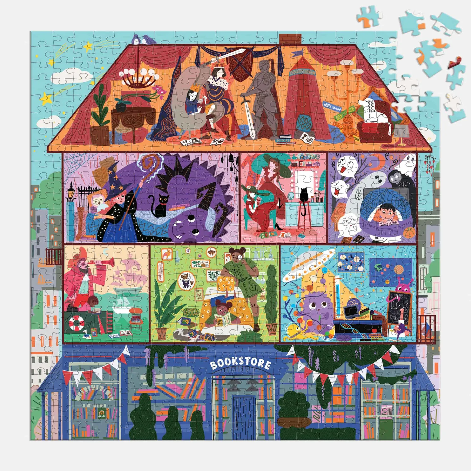 Mudpuppy Magic of Stories puzzle 500 piese librarie