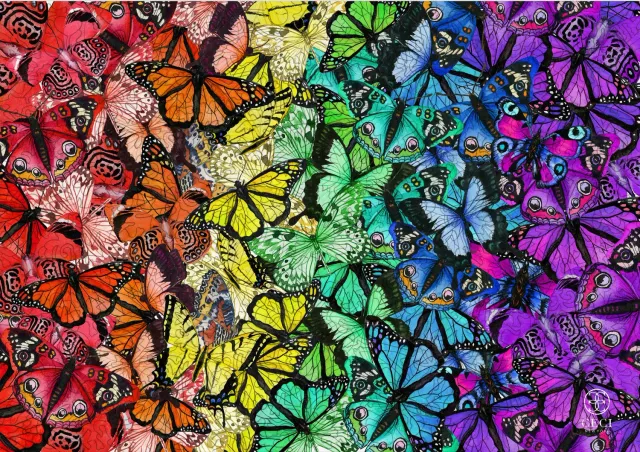 Mosaic Puzzles Rainbow Butterflies puzzle lemn 50 piese fluturi
