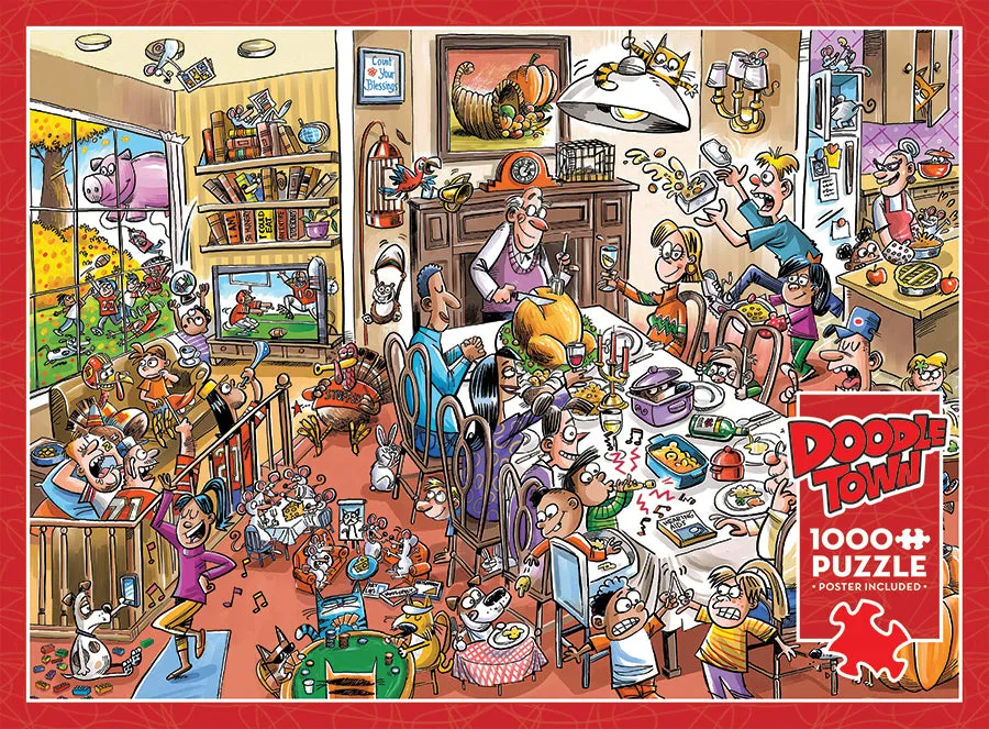 Cobble Hill DoodleTown Thanksgiving puzzle 1000 piese