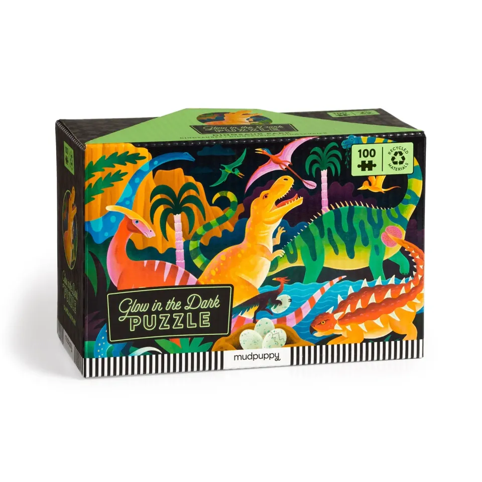 Mudpuppy Dinosaur Park puzzle fosforescent 100 piese