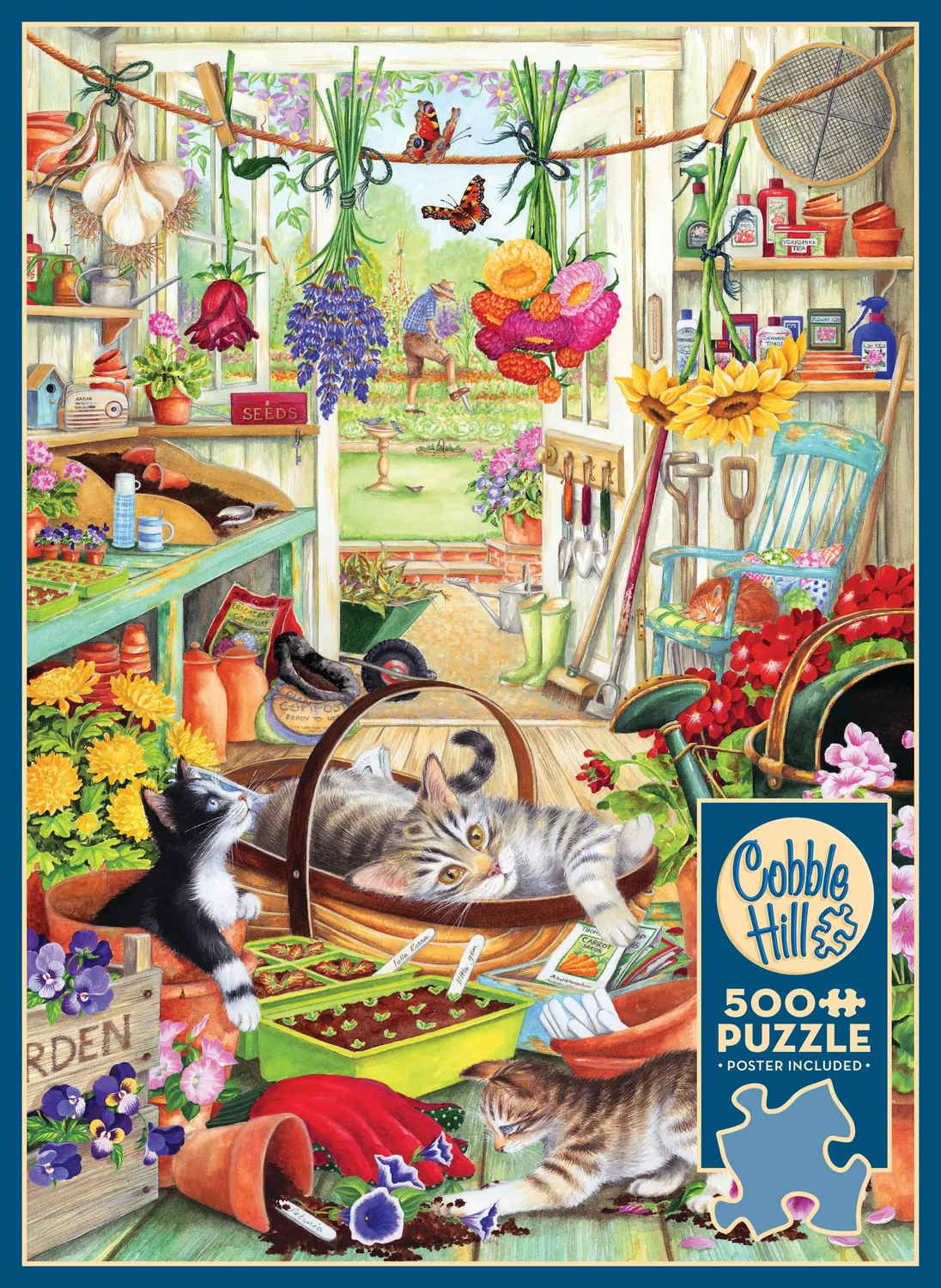 Cobble Hill Potting Shed Cats puzzle 500 piese pisici