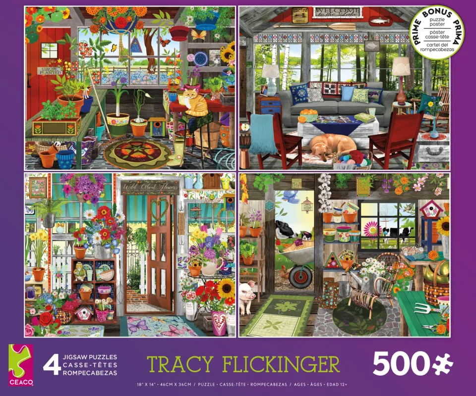 Ceaco Tracy Flickinger Multipack puzzle 4x500 piese interior